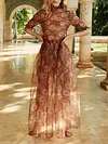 Empire Floral Printed Half Sleeves Maxi Dress