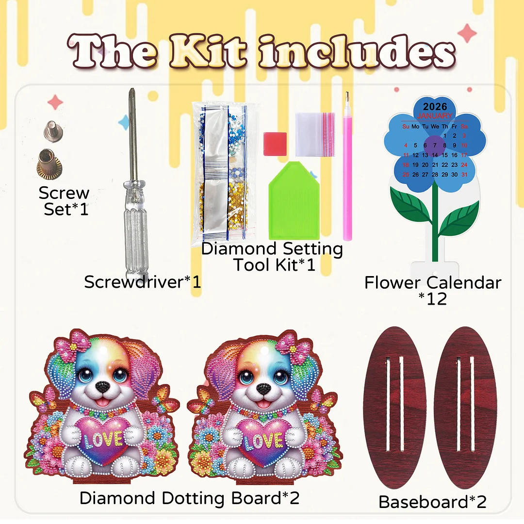 2026 Calendar DIY Diamond Painting Kit Wooden Diamond Painting Calendar