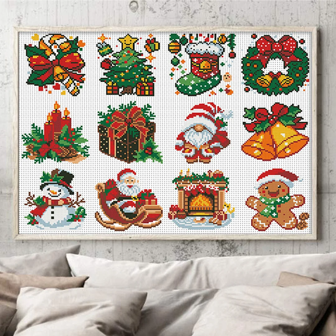 Christmas 12 Elements Partial 11CT DIY Stamped Cross Stitch Kits Gift 36x52cm