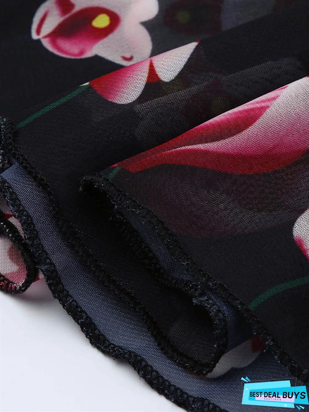 V-Neck Digital Print Short Sleeve Dress