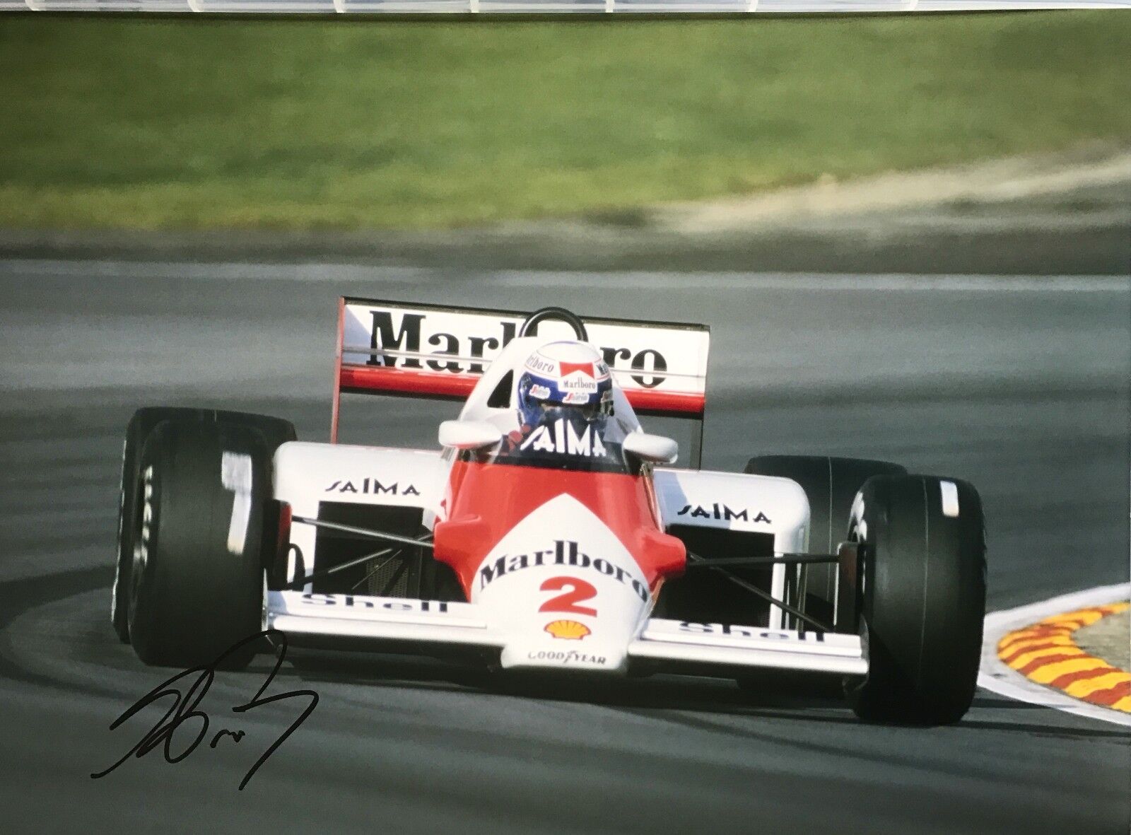 Alain Prost Hand Signed Marlboro McLaren F1 16x12 Photo Poster painting 5