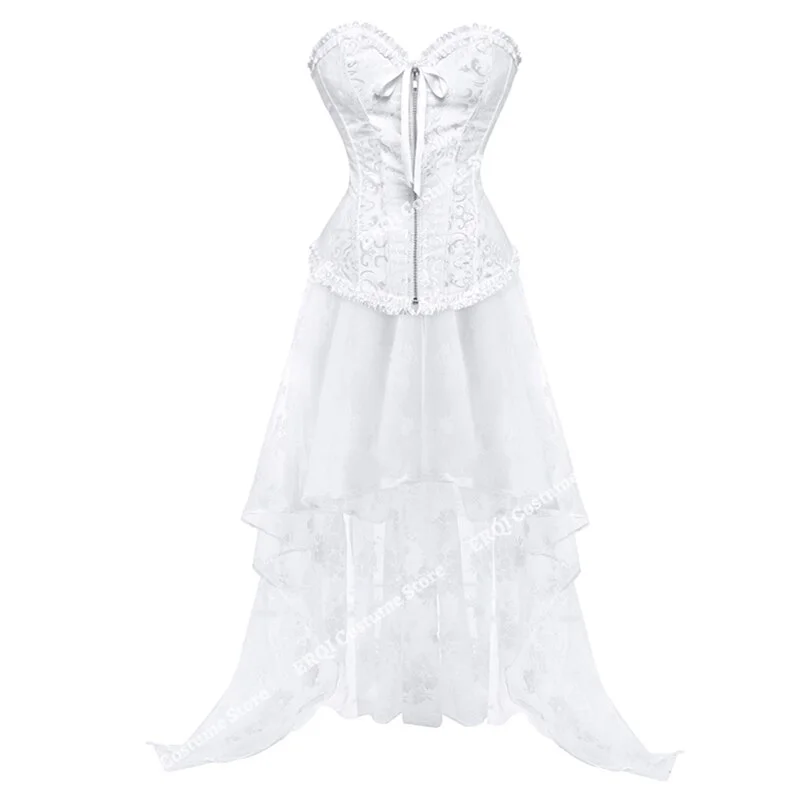 Billionm Corset Dress Lace Floral Body Shape Sexy Corsets Dresses for Women Elegant Halloween Cosplay Costume White Plus Size