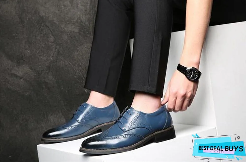 Men Fashion Flat Casual Shoes Leather Oxfords Shoes