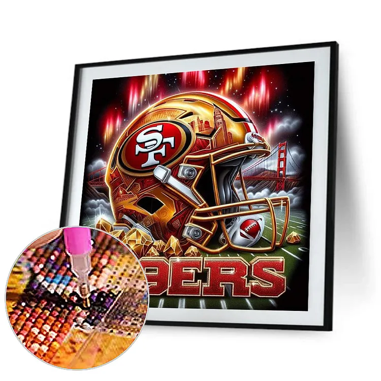 San Francisco 49ers Helmet - Full Round - Diamond  Painting(40*40cm)-1385567.01