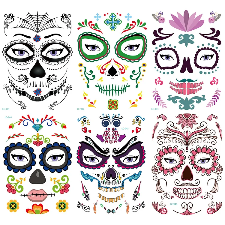 6 Sheets Costume Party Carnival Face Festival Temporary Tattoo