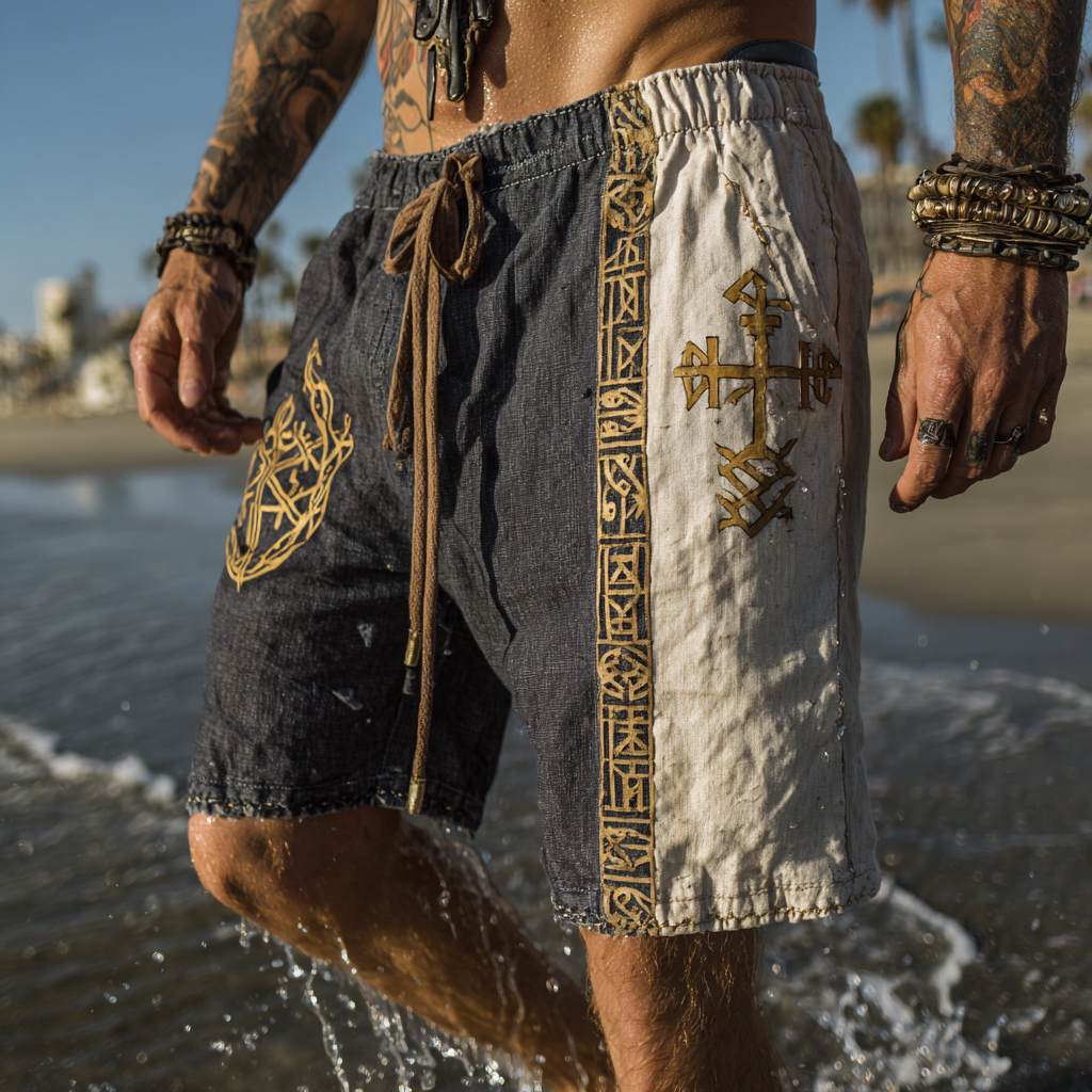Men's Viking Retro Golden Knot Casual Shorts / Rvogue / Rvogue