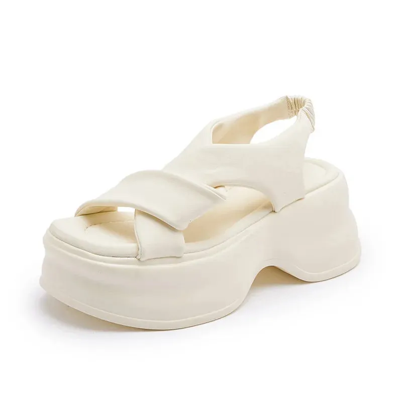 Women's Microfiber Peep Toe Elastic Band Closure Solid Sandals