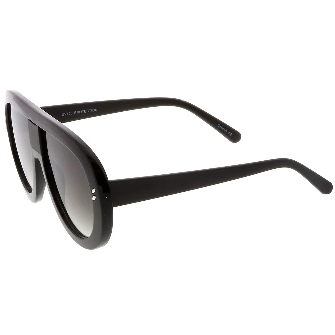 Oversize Chunky Teardrop Shape Flat Lens Aviator glasses 58mm