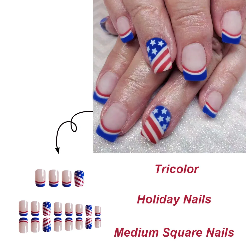 Churchf Churchf Day Flag Red, Blue And White Stripes Wearing A Medium Square Nail Patch Removable