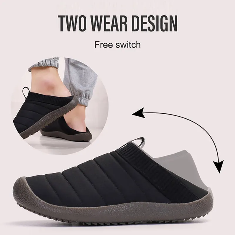 Winter Slippers Warm Men Shoes Waterproof Couples Casual Shoes Non-Slip Plush Cotton Indoor Outdoor Cozy Home Slides Big Size 48