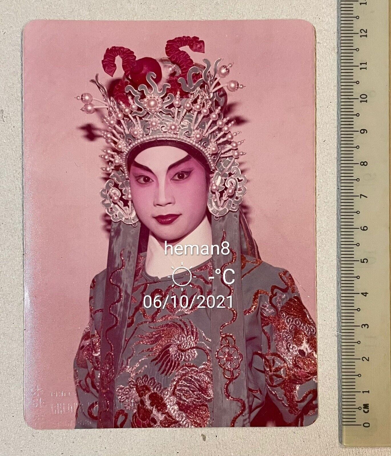 Vintage Singapore opera actress color Photo Poster painting