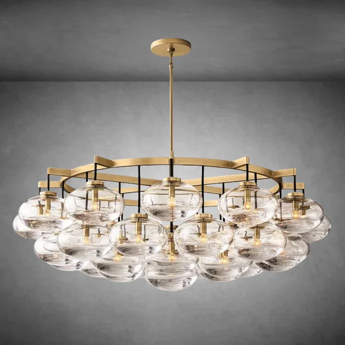 Curvette Clear Glass Round Chandelier 60" Vjlight
