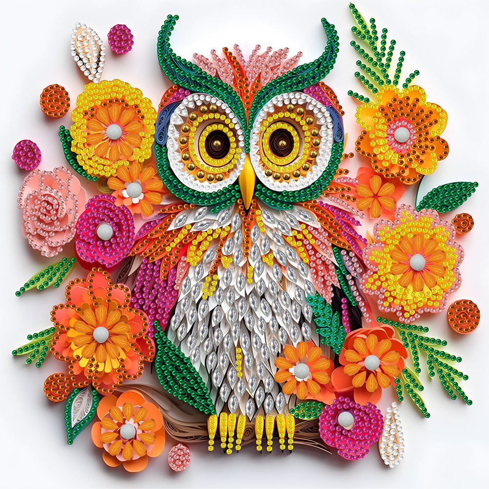 Owl Paper Painting 30*30CM(Canvas) Special Shaped Drill Diamond Painting gbfke