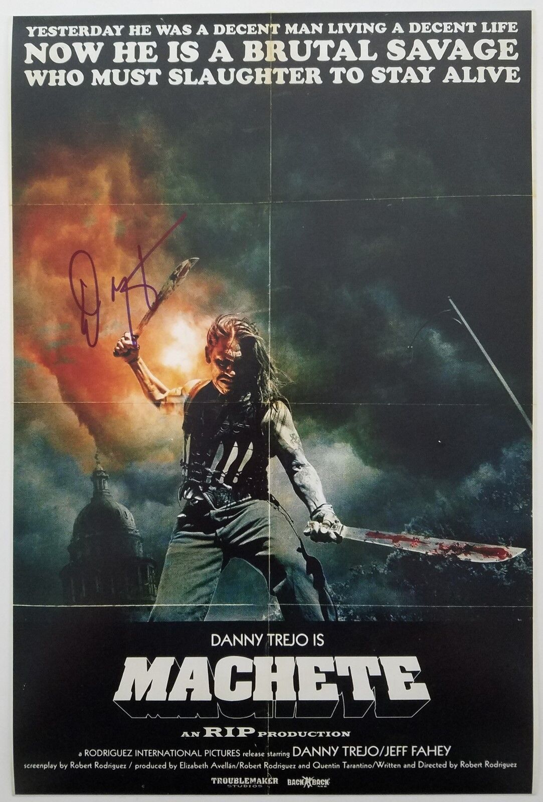 Danny Trejo Signed Machete 12x18 Movie Poster Quentin Tarantino Con Air RAD