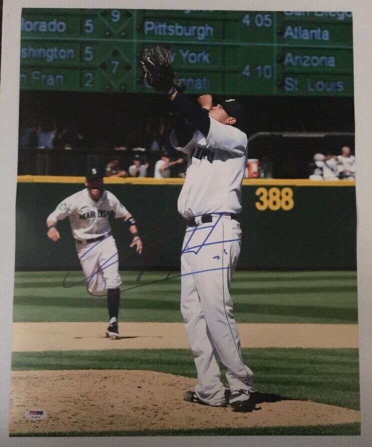 Felix Hernandez Signed Autographed 16x20 Photo Poster painting Seattle Mariners PSA/DNA COA