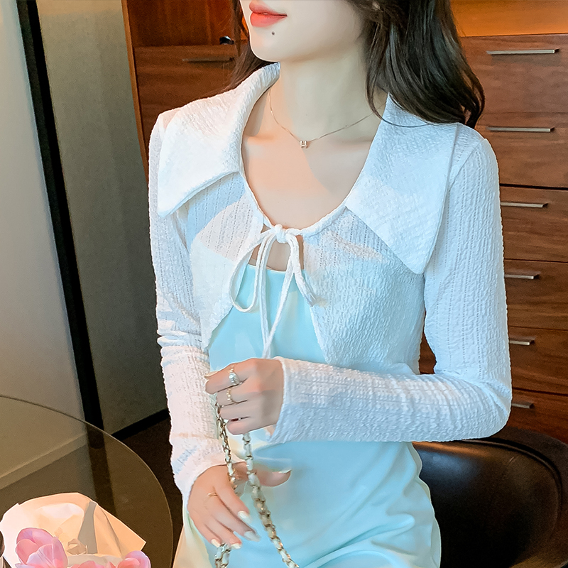 Creditnoom Classy Outfits – Spring Peter Pan Collar Cape Cardigans for Office Ladies  