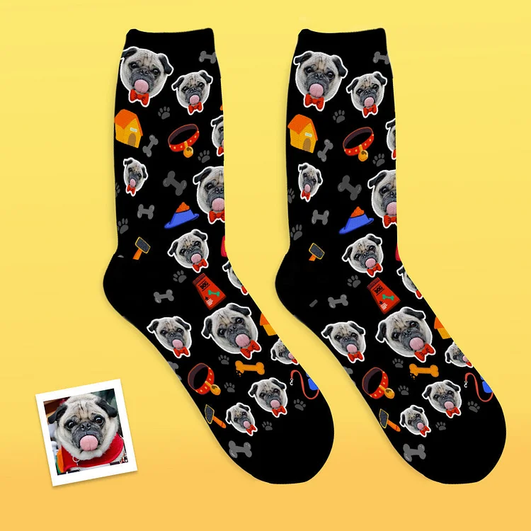 Custom Face Dog Related Elements Socks Personalized Gift For Dog Lover