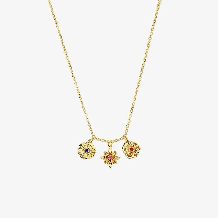 For Mom/Grandma - Customized 1-10 Birth Flowers Necklace