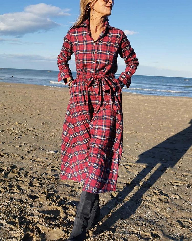 Vintage Check Shirt Dress