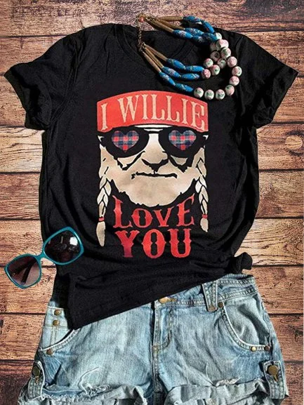 Vintage Short Sleeve Statement Letter Printed Plus Size Casual Tops