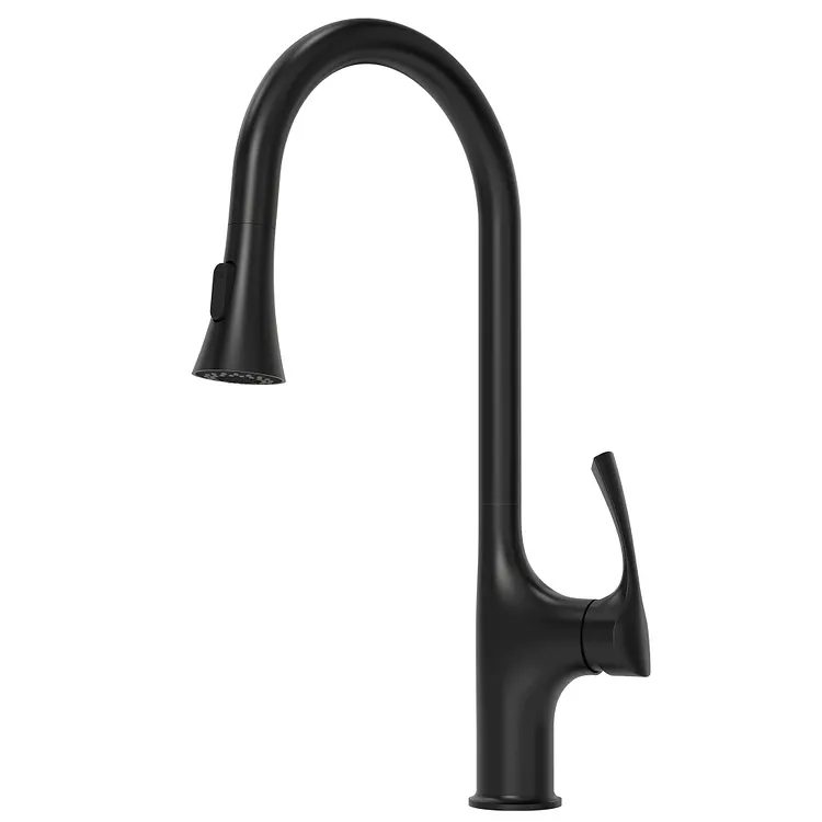 EVERSTEIN 360&deg; Swivel Single Handle Pull Down Kitchen Faucet Matte Black 