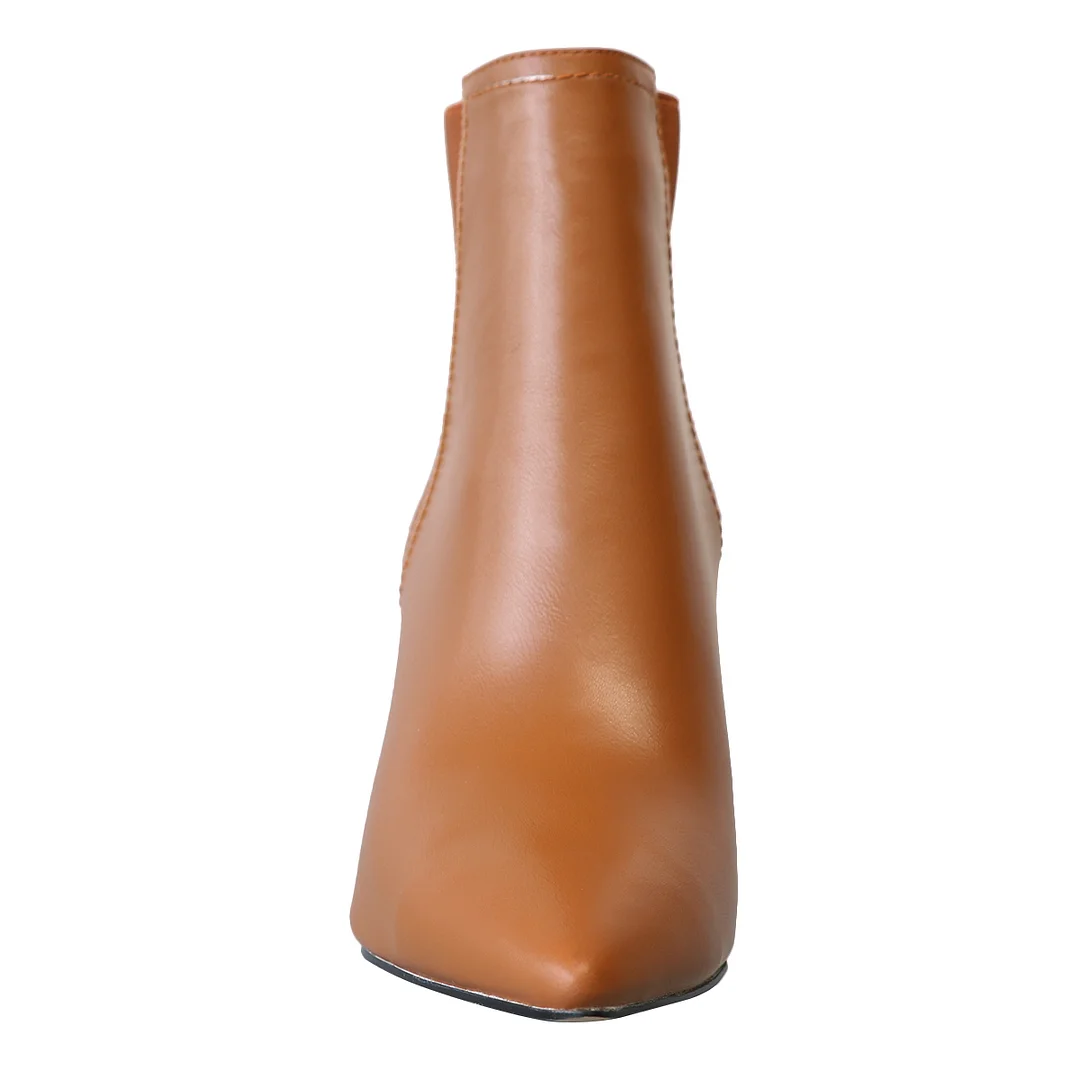 90mm Women Stiletto Middle Heel Pointed Toe Ankle Boots Matte-MERUMOTE