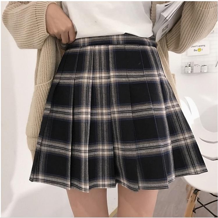 Harajuku Pleated Plaid Skirt