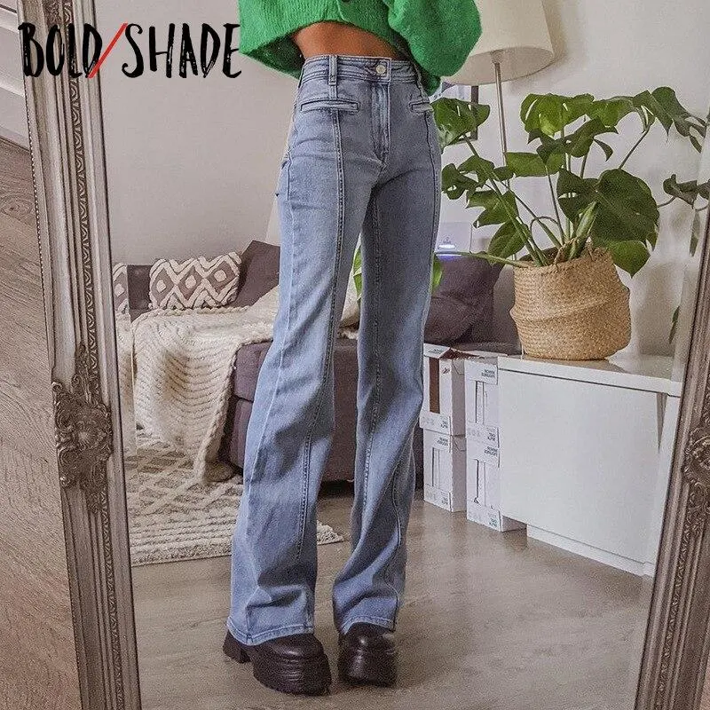 Bold Shade Streetwear 90s Vintage Jeans Denim Indie Aesthetic Y2K Pants Star Pattern Grunge Skater Style Women Trousers 2021 Hot