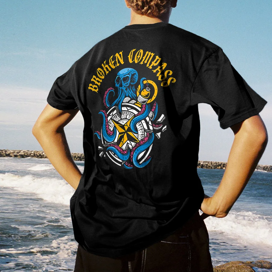Broken Compass Printed Men's T-shirt
