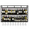 [US Local Warehouse] Bar Liquor Bottle Display Shelf Wall-Mounted Wine Storage Rack Home Glass Holder