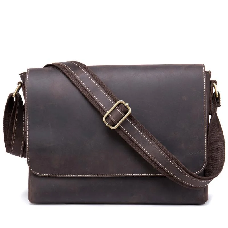 Classic Vintage Crossbody Bags Plain Leather Shoulder Bags