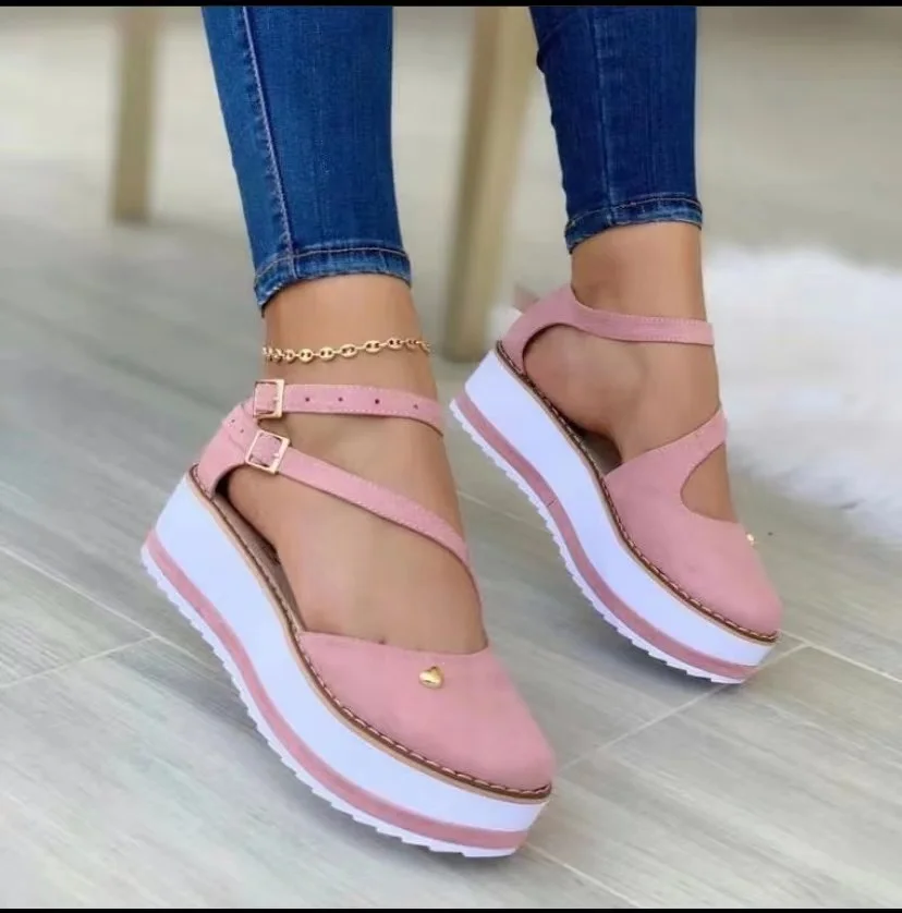 Platform Wedge Sandals Closed Toe Round Head Womens Shoes Comfort Summer Outdoor Sports Beach Height Increase Sneakers