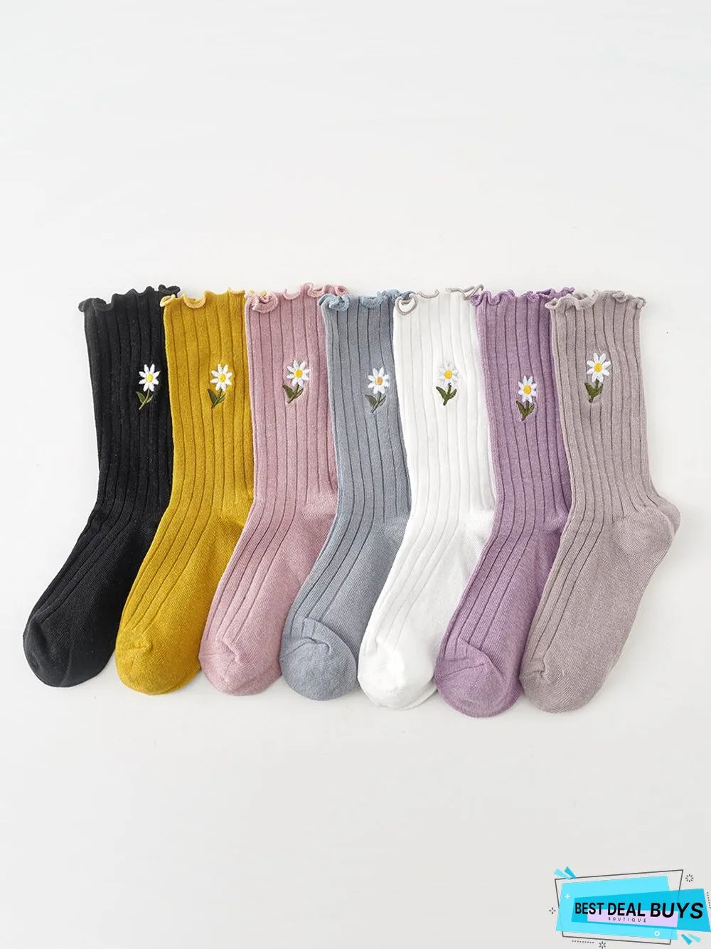 Casual Floral Embroidered Cotton Socks Daily Commuting Outdoor Accessories