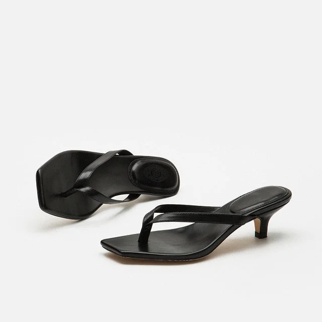 LMCAVASUN 2020 New Summer Fashion Sandals Women Flip-flop Outdoor Kitten Heels Slipper Square toe Beach Shoes Femal Plus size