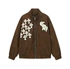 Chrome Hearts Cross Patch Suede Jacket - Brown Gothic Streetwear Outerwear 8833