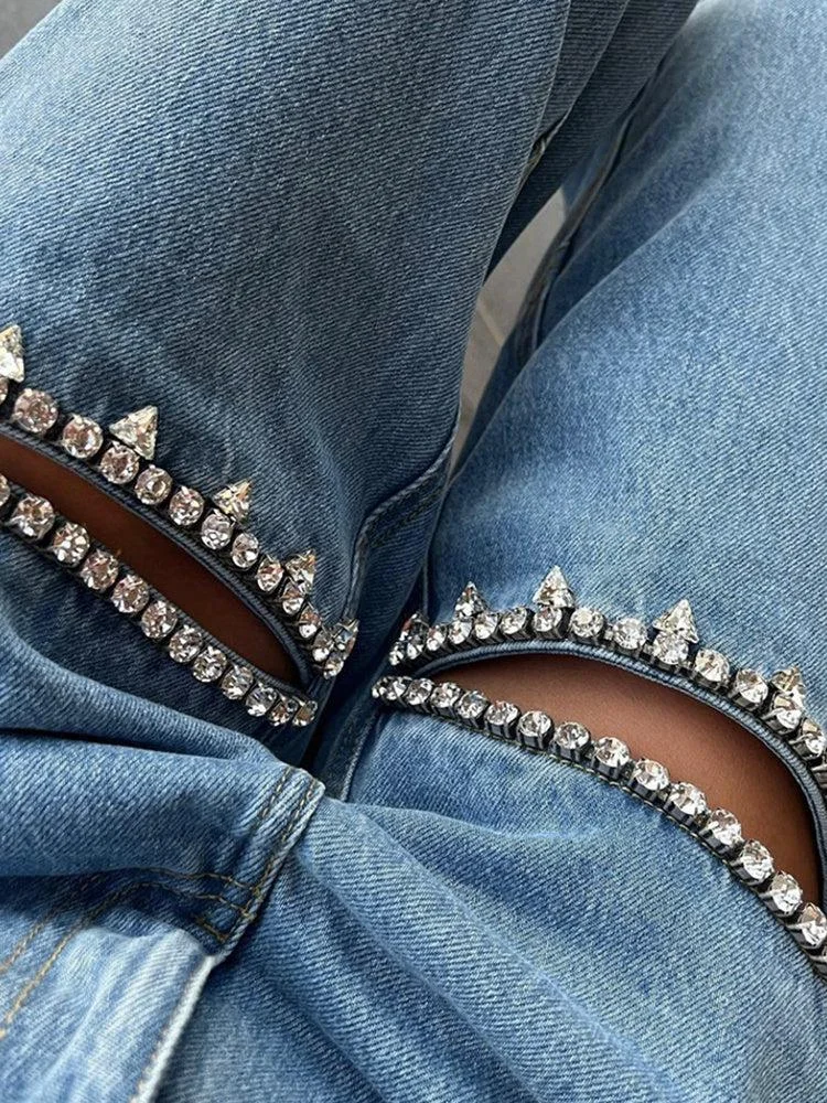 Brownm Embellished Cut-Out Jeans