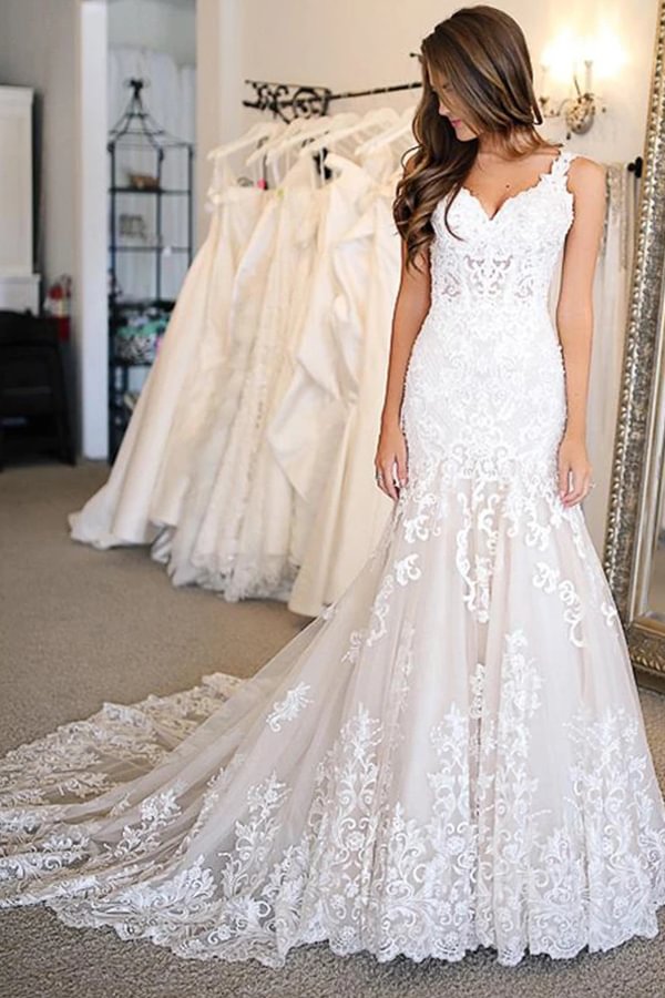 Gorgeous Sweetheart Mermaid Appliques Wedding Dresses | Ballbellas Ballbellas