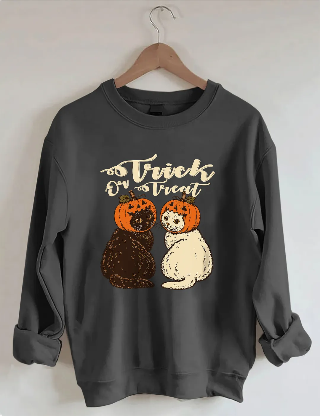 Trick Or Treat Halloween Pumpkin Cat Sweatshirt