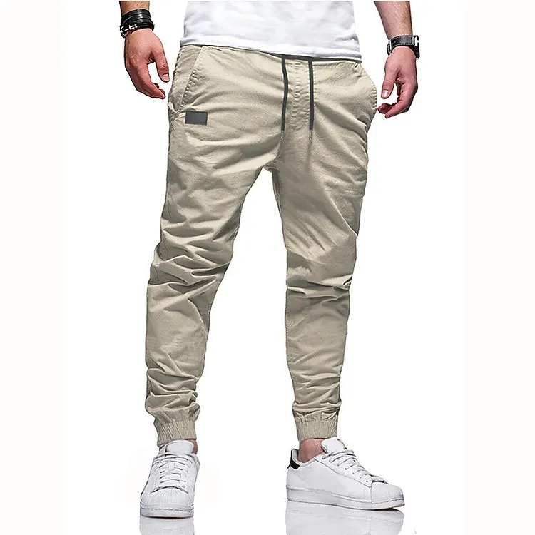 Men's Cargo Pants Joggers Trousers Drawstring Elastic Waistband Stylish Simple Solid Color