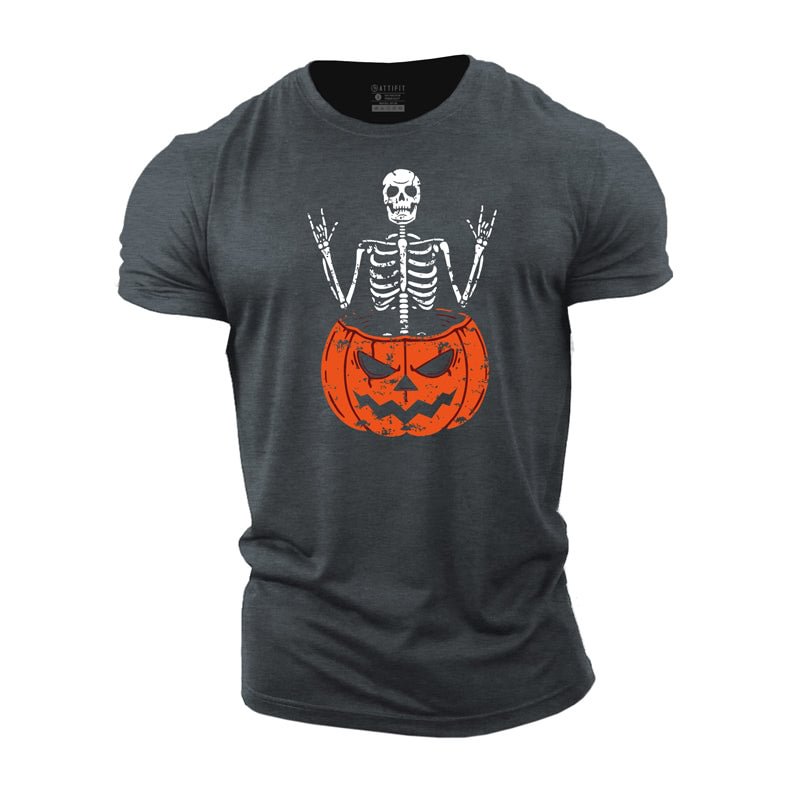 Cotton Halloween Rocking Skeleton T-shirts tacday