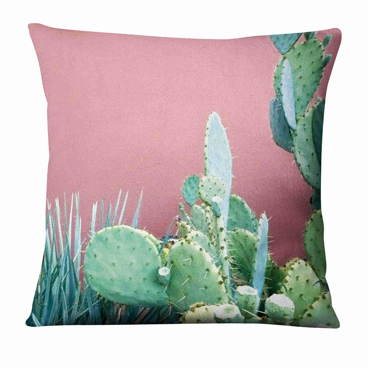Linen Pillow Case  - Tropical Cactus Plant 45*45cm