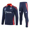 2024/2025 Manchester United Half-Pull Training Suit Royal blue red collar Football Shirt 1:1 Thai Quality Set