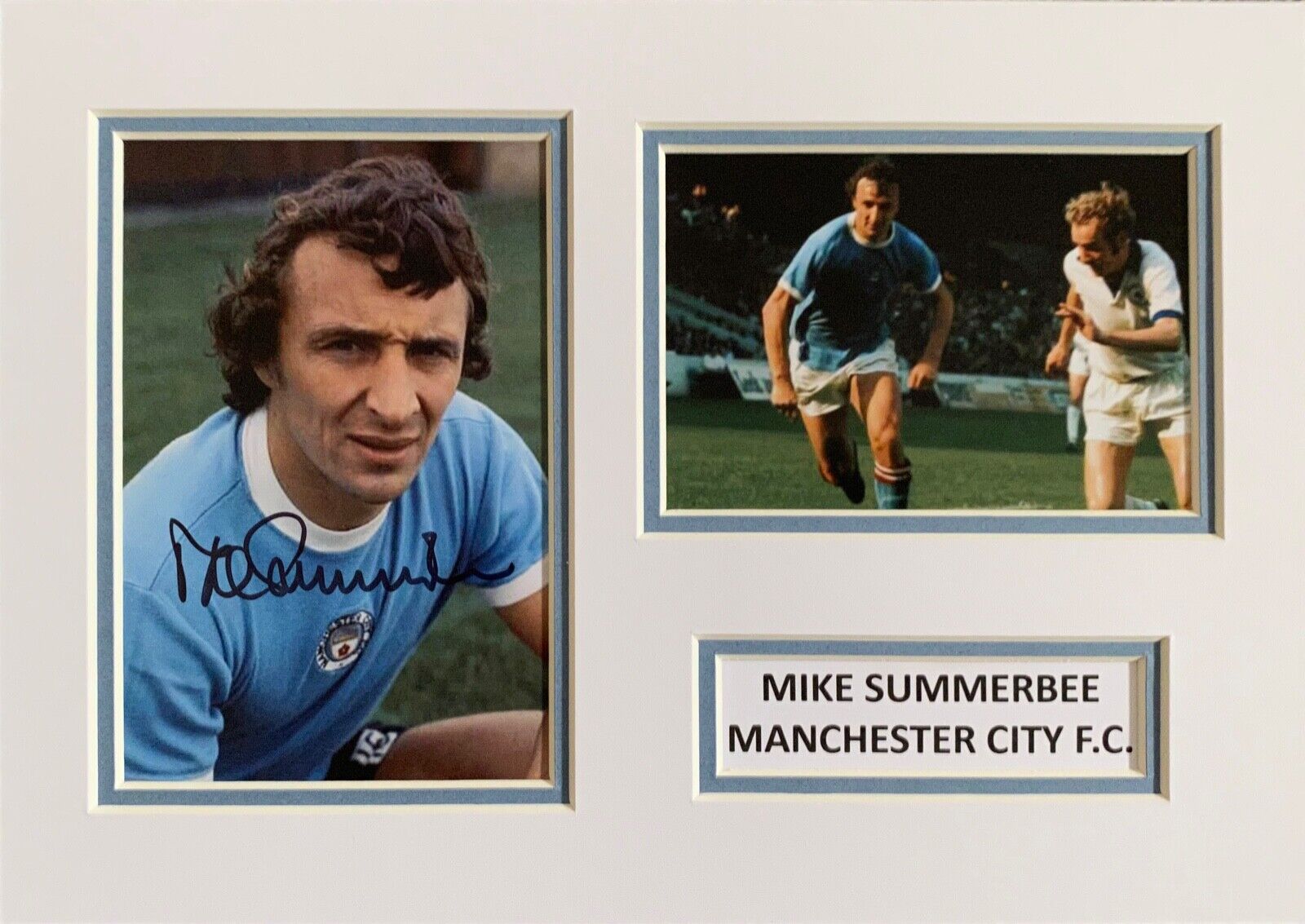 MIKE SUMMERBEE HAND SIGNED A4 Photo Poster painting MOUNT DISPLAY MANCHESTER CITY AUTOGRAPH