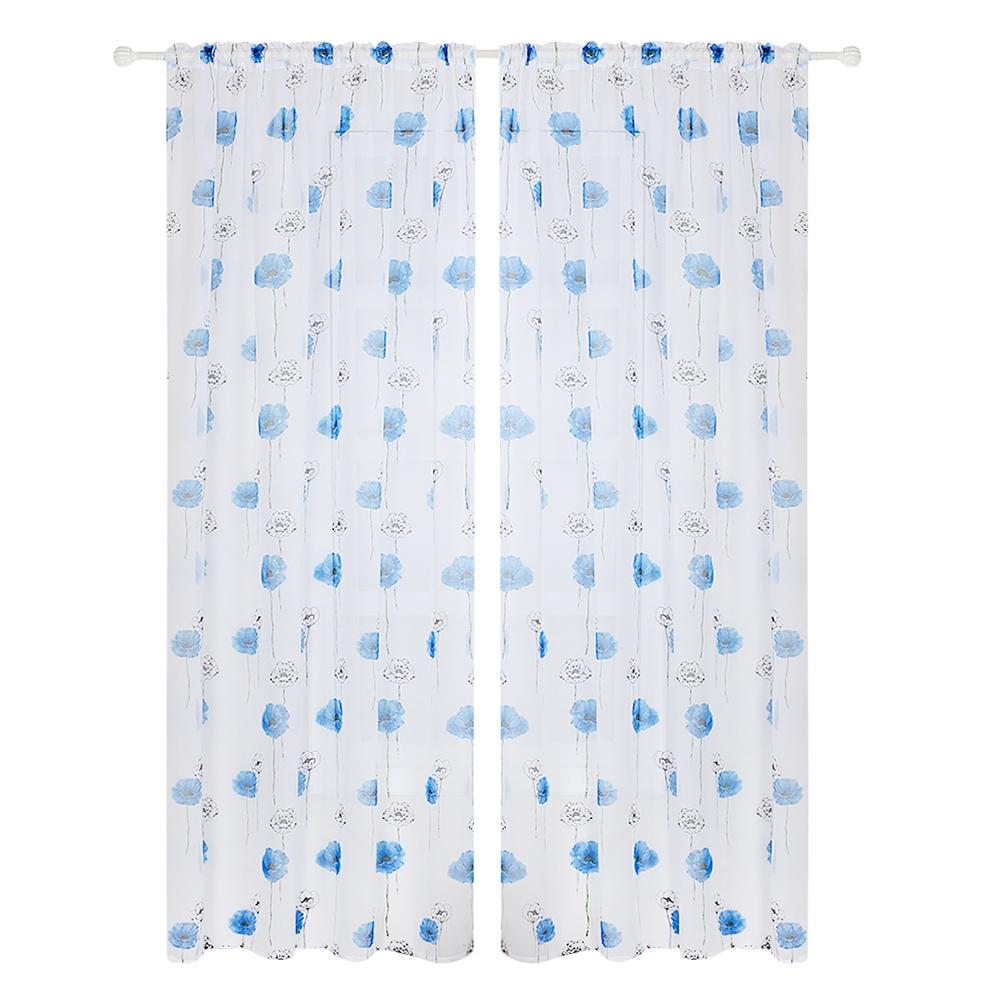 

Lotus Print Bedroom Half Blackout Curtain Living Room Window Blinds (Blue, 501 Original