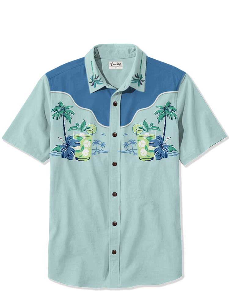 Men's Hawaiian Coconut Cocktail printed 100% Cotton shirt