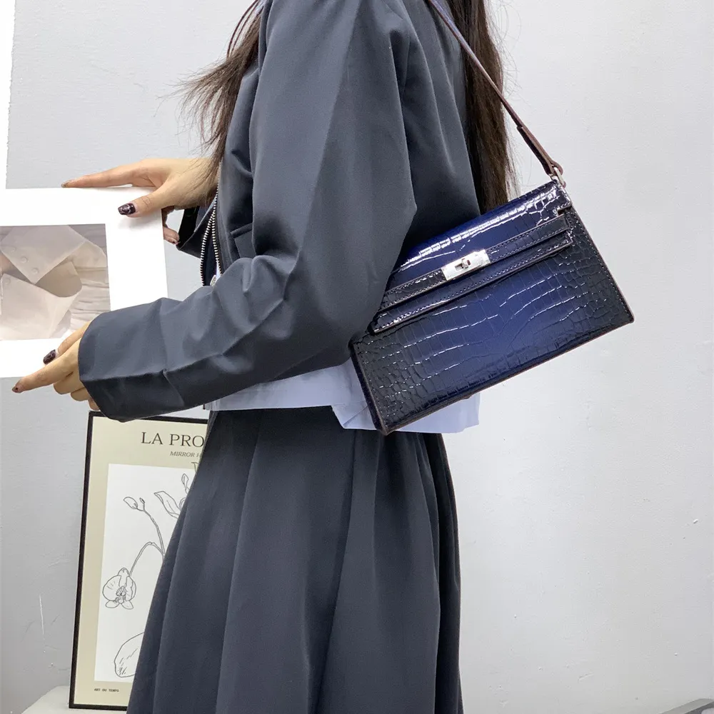Armpit bag fashionable crocodile pattern KellyBags shoulder handbag women's shoulder bag-vocosishoes