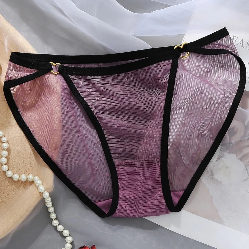 Billionm Women's Lace Underwear Panties Ladies Sexy Charming Net Gauze Transparent Panties Hot Girls Low Waist Briefs Pure Cotton Panties