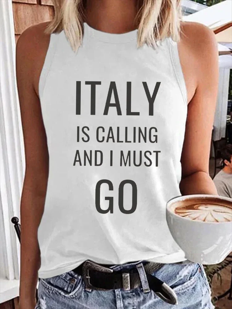 VChics Italy Is Calling I Must Go Print Vest