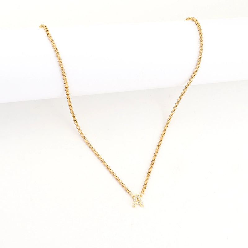 Minimalist Classic Style Letter 201 Stainless Steel Copper Zircon Women’s Pendant Necklace Men Pendant Necklaces