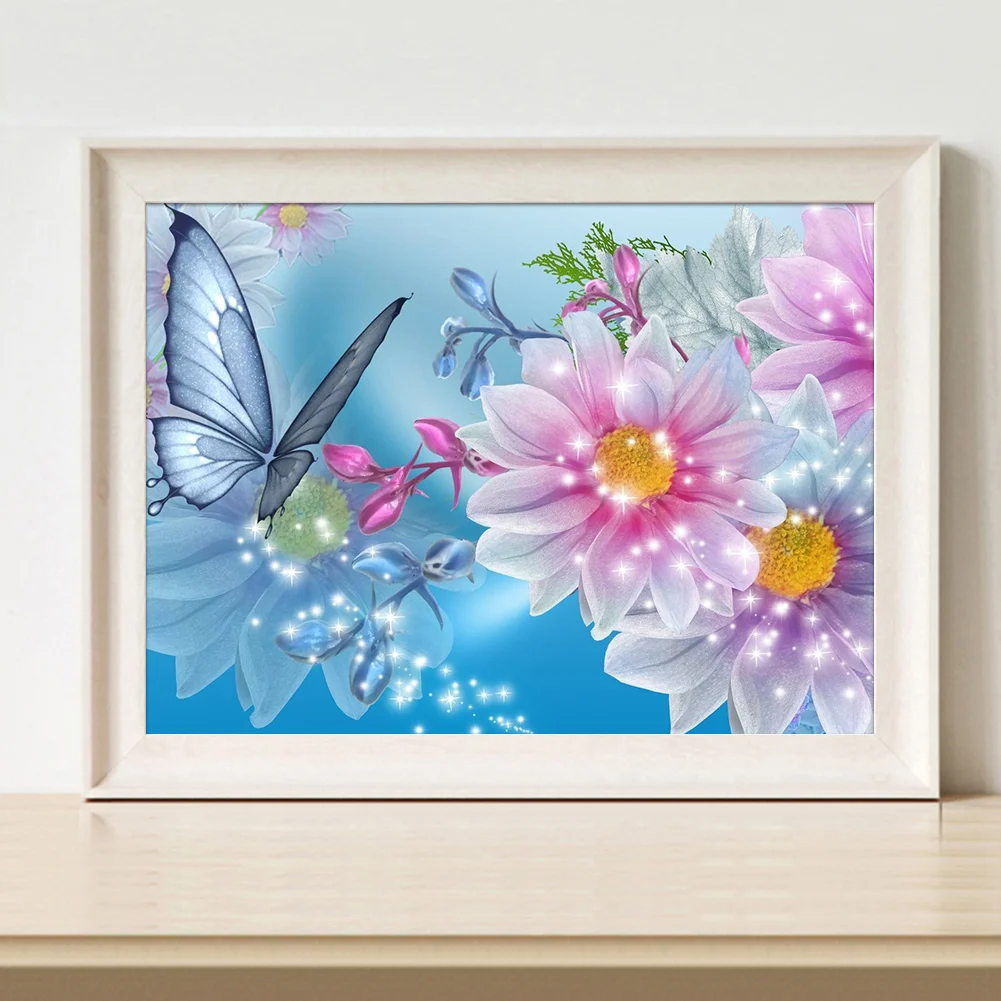 Diamond Painting - Full Round Drill - Butterfly Flower(40*30cm)